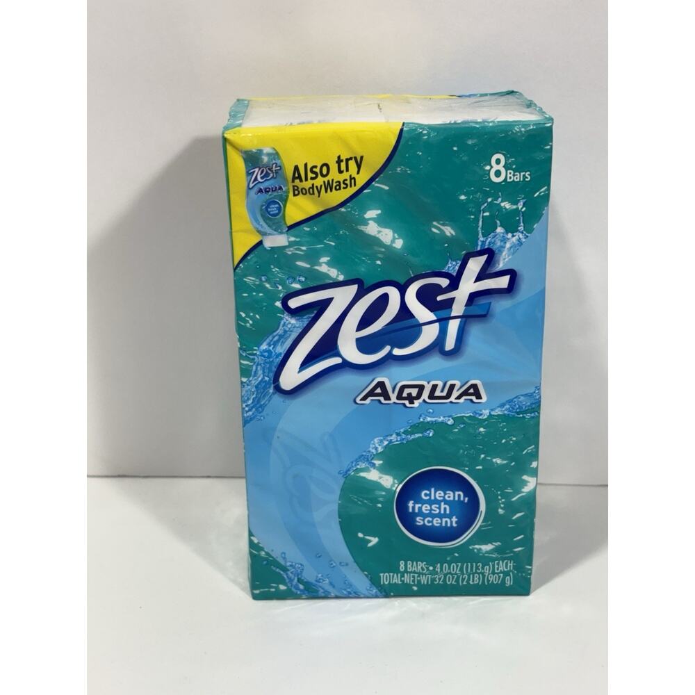 Zest Aqua Pure Scent Hydrating‎ Effects Bar Soap, 8x 4 oz Bars (32 oz) New Rare